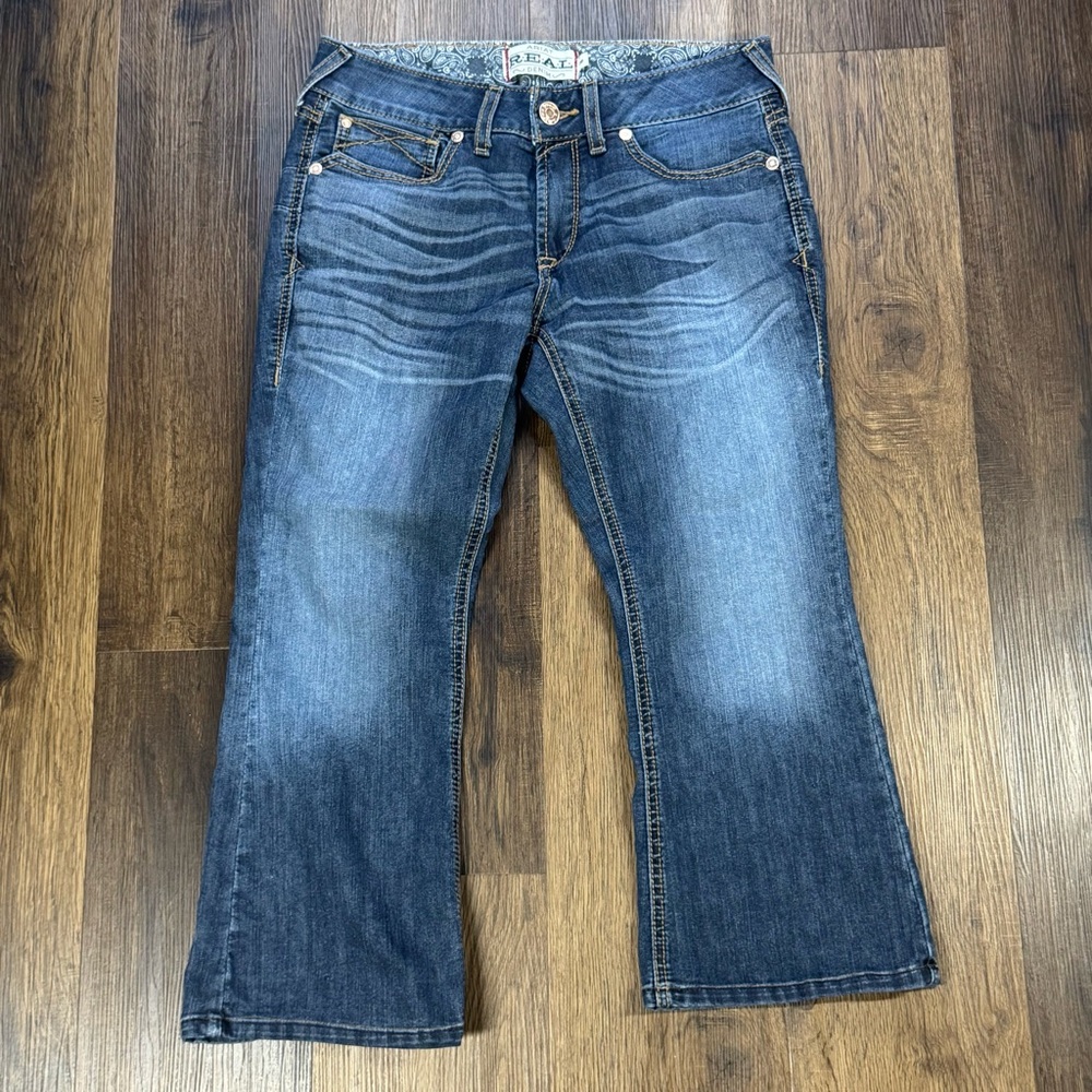 Ariat Real Denim Mid Rise Whipstitch Boot Cut Jeans Blue Women's Size 30
